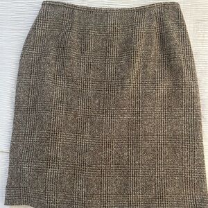 Elegant Tan Plaid Pencil Skirt